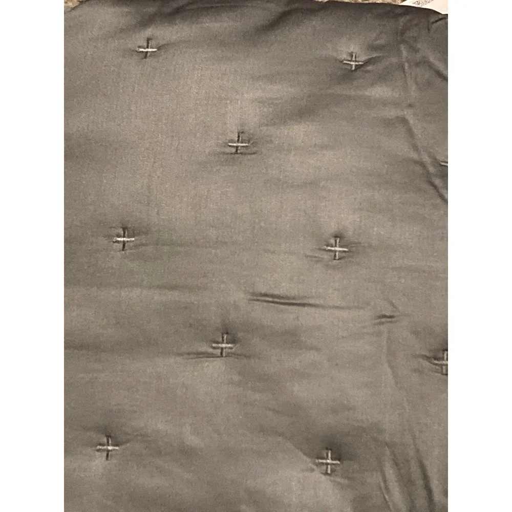 Quince Bamboo Quilt Twin Charcoal Grey Cross Pattern NEW